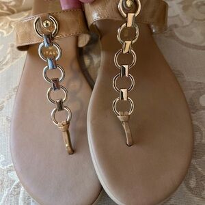 Italian Shoemakers Tan Sandals with Gold Chain